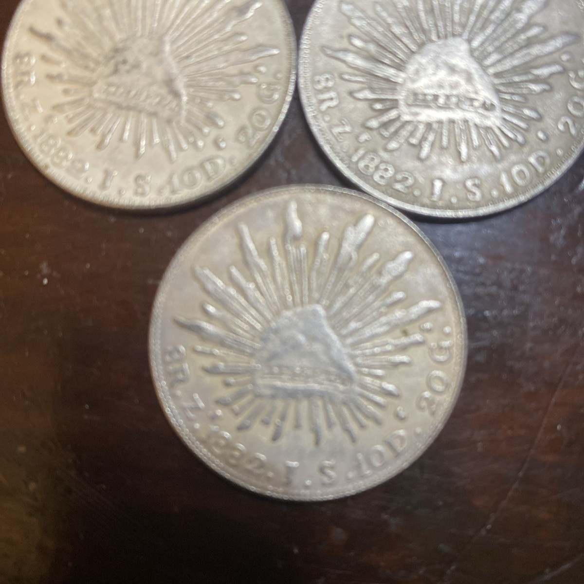 1882 Republica Mexicana Libertad 8R.Z.1882.J.S.10D.20G. Silver
