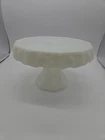 Vintage Milk Glass Cake Stand With Grape Pattern. 6.75Hx10Wx10L
