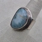 Vintage Sterling Silver Ring Larimer Stone Size  6 Unsigned Modernist