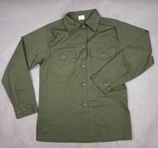 Vintage US Military Shirt Womens 10 Long OG 507 Green Utility Durable Press 80s