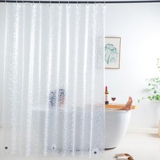 Short Shower Curtain Liner 65 inch, Pebble Translucent Heavy Duty 72 x 65 inch