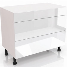 Fully Assembled Kitchen 1000mm Gloss White 3 Drawer Base Unit