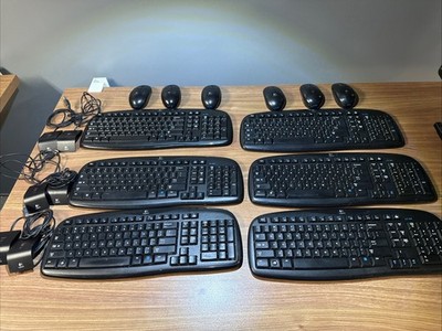 Logitech Cordless Desktop Keyboard & Cordless Mouse EX 100 Wireless Lot of 6