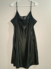 Y2K NWT Banana Republic Cowl Neck Velvet Slip Slinky Dress Green Party Mini XL 
