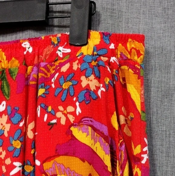 Nuevo Pantalón Rachel Roy Floral Pierna Ancha Para Mujer L Rojo Suelto Lagenlook Costero Retro Foto 3 de 4