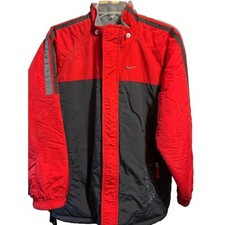 Vintage Nike Jacket Youth XL 18-20 Black Red Reversible Swoosh Large Logo Y2K