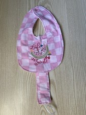 BibbitySnaps Handmade Baby Bib and Pacifier Clip Set Life is Sweet
