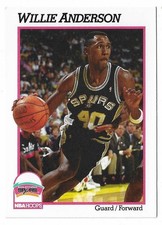 1991-92 NBA Hoops Basketball Willie Anderson Card #188 San Antonio Spurs