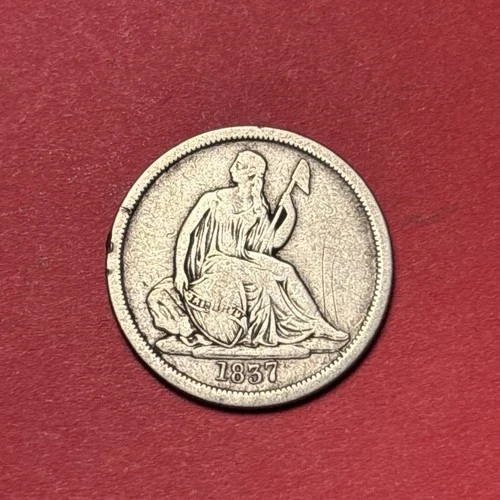 (1) Beautiful Antique 1837 No Stars Seated Liberty Dime VF-VERY FINE