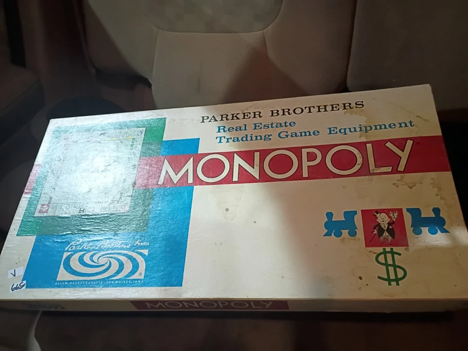 Vintage 1961 Monopoly Parker Bros #9 Jogo de Tabuleiro Comercial Imobiliário Completo - Imagem 2 de 2