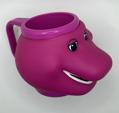 RARE Vintage Barney Cup Head Purple Dinosaur Mug Applause 1995 The Lyons Group
