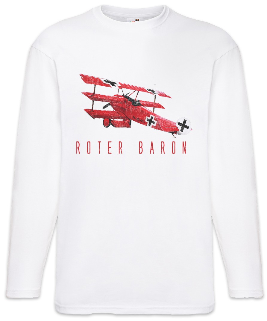 Camiseta de manga larga Barón Rojo Fuerza Aérea Rojo Barón Rojo Manfred Richthofen Aviador