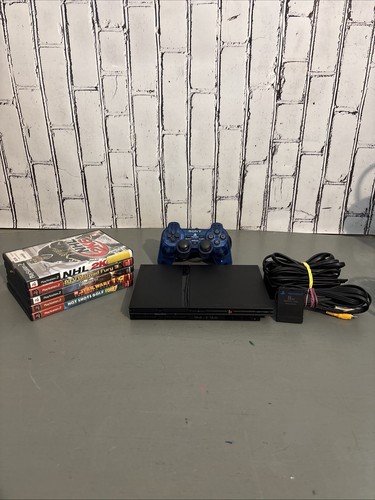 Sony PlayStation 2 Slim PS2 Black Console Bundle SCPH-70012 W/5 Games & More!