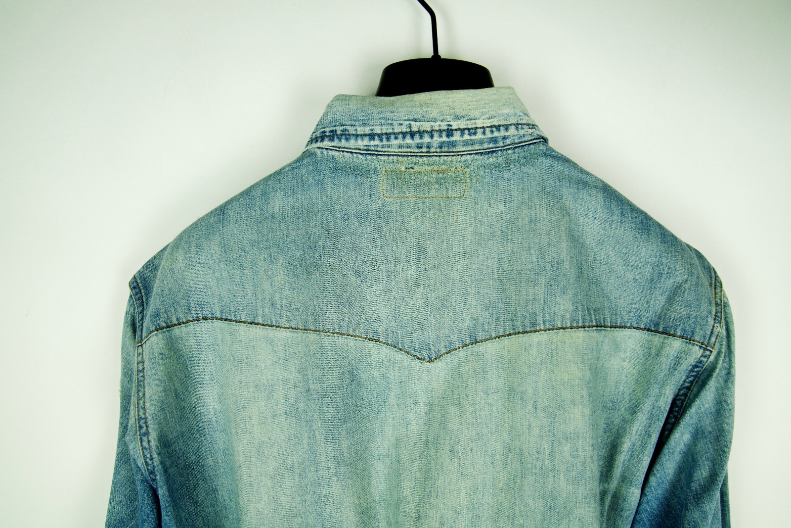 Camicia SAINT LAURENT Paris blu denim western manica lunga distrutta XL X Large