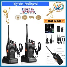Rechargeable Long Range UHF Two-Way Radios with Earpieces 2 Pack