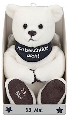 Depesche 8139.144 - Schutzengel Bär aus Plüsch, ca. 9 cm, mit Datum 23. Mai ...
