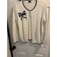 Talbots Ivory Black Sweater SIze L