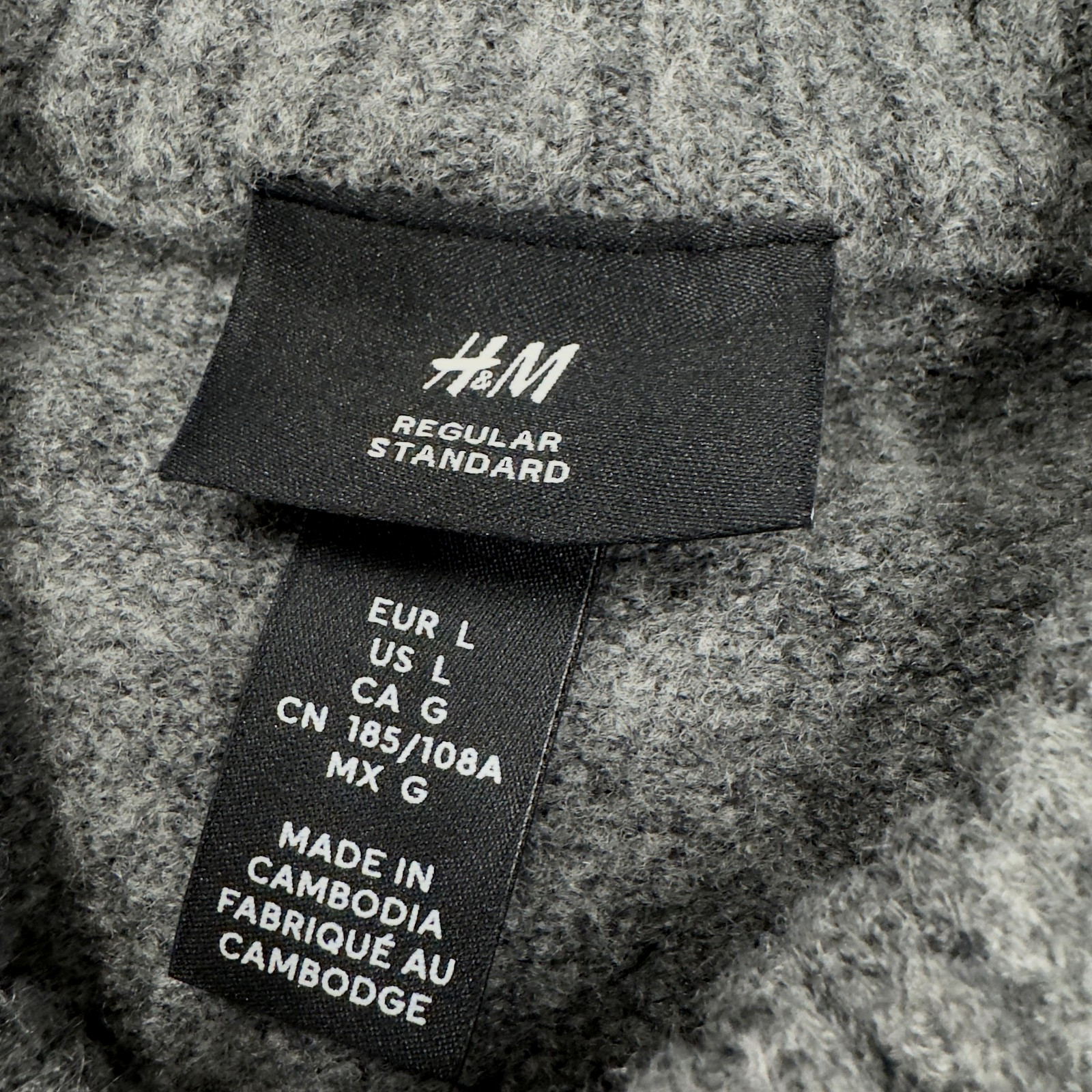 H&M Sweater Mens Large Gray Wool Blend Crewneck Tight Knit Pullover Regular Fit thumbnail 2