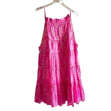 Juliet Dunn London Tiered Floral 100% Cotton Lightweight Dress Sz 3 US 8 10 Pink