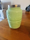Vintage Coca Cola Glass Cookie Jar Jade Green