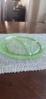 Vintage Anchor Hocking Cameo Green Uranium Glass Divided Plate 10" | 1930s