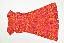 Lauren Ralph Lauren Dress Women 12 Orange Pink Paisley Floral Ruched Cap Sleeve