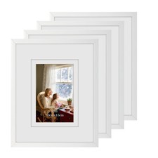 8x10 White Picture Frames 4 Pack, Double Mat Frame for 5x7 or 4x6 Photo, Tabl...
