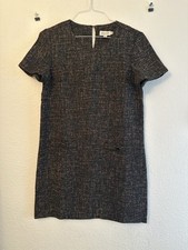 Molly Bracken Tweed Dress Black Preppy Work Wear Size Medium Shift Dress