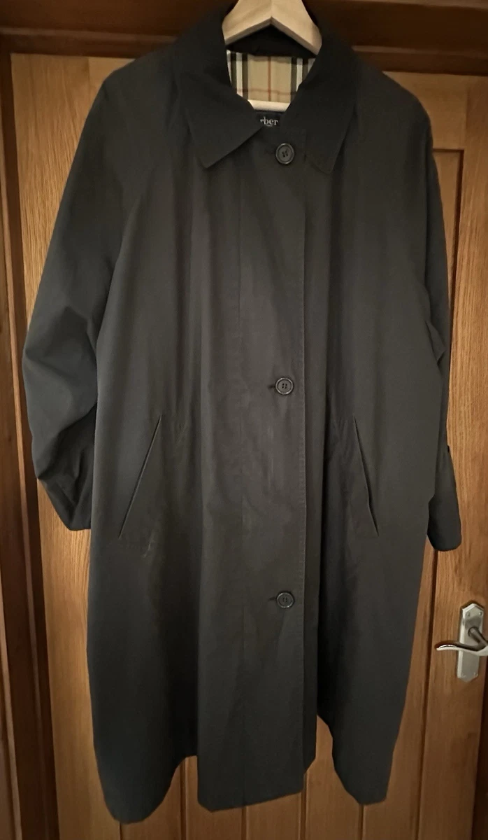 Abrigo largo Burberry vintage negro original para mujer forro clásico tartán