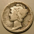 1917 D Mercury Dime 90% Silver G - VG   "Actual Coin Pictured - Not Cleaned"