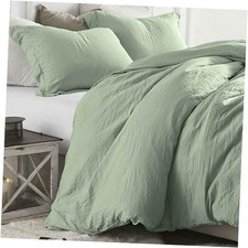 Duvet Cover Size 3 Pieces, Soft  Lightweight Light Green Queen Sage Green