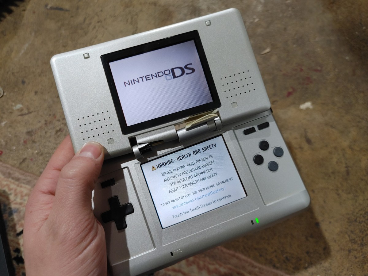 Nintendo DS Original (Silver) NTR-001 Fat Handheld Console BROKEN