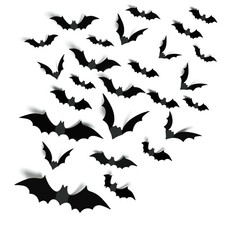 140Pcs 3D Bats Halloween Decorations Realistic PVC Wall Decor