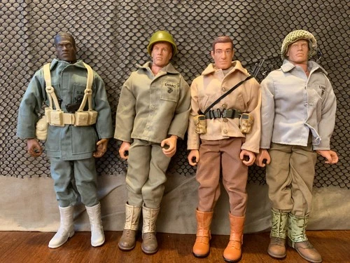 GI Joe 12" Hasbro 4 Action Figures US Marine Corp WWII Era, Vintage 1996 & later