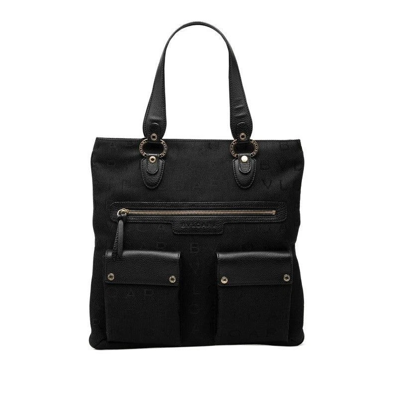 バッグ BVLGARI Canvas Leather Tote Bag Black 25+ Bvlgari Canvas Exterior Tote Bags & Handbags for Women for