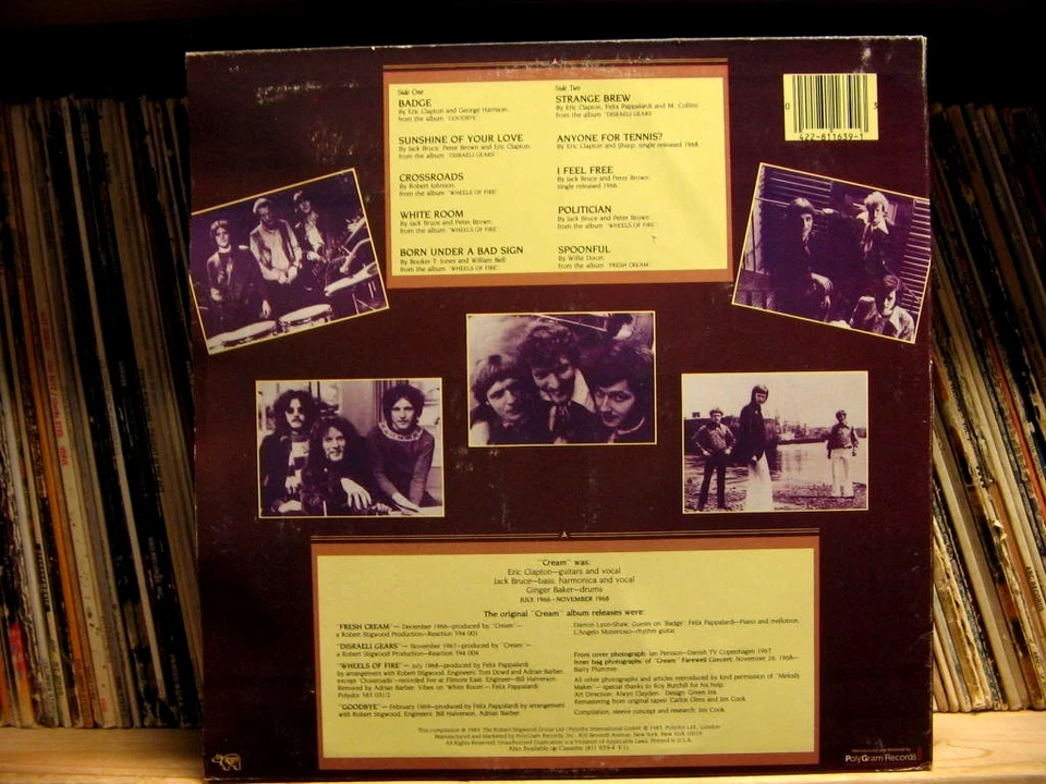 Cream / The Best Of - Classic Rock Vinyl - 1983 Original Compilation - RSO Label - Image 2 of 2