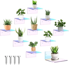 10 Pieces Small Floating Shelves for Wall 4'' Acrylic Mini Wall Shelf Acrylic...