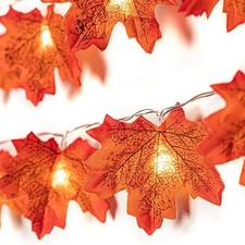 Fall Maple Leaf Garland String Lights LED Autumn Thanksgiving Decor USB Powered
