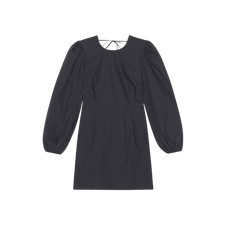 Ganni Cotton Poplin Open Back Mini Dress Black Official
