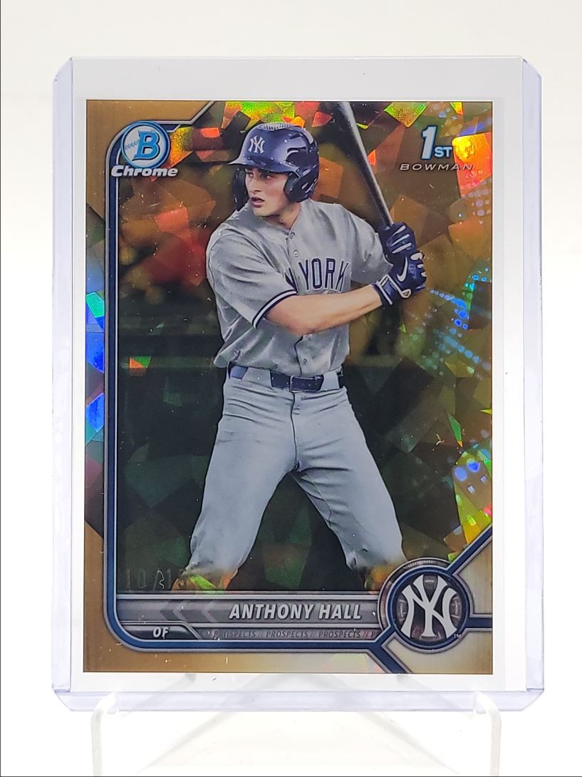 ANTHONY HALL 2022 BOWMAN CHROME DRAFT 1ST SAPPHIRE GOLD REFRACTOR /15 Q0667