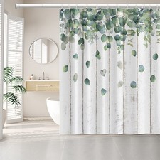 Umpoo Eucalyptus Leaves Shower Curtain For Bathroom Tropical Green Leaf