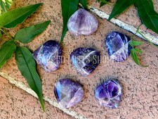 Amethyst Heart Healing Palm Stone Meditation Worry Stone Calming Balance
