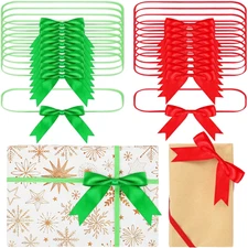 40 Pcs Christmas Wrapping Bows Elastic Ribbon Bows Christmas Stretch Loops with 