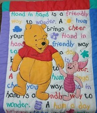 Vintage Winnie the Pooh Crib Comforter Blanket Reversible 1997