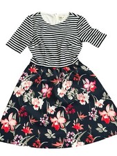 Eliza J Women's Sz 4 Striped Floral Polyester Dress