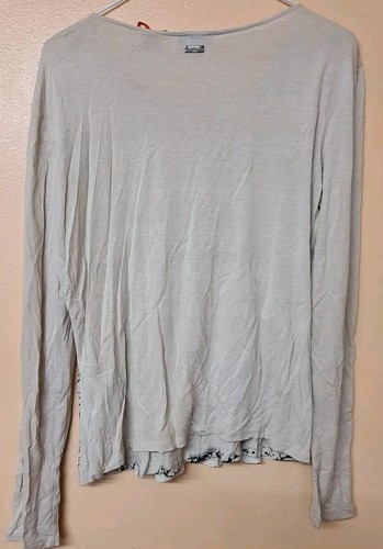 Marella Sport Top Silk Long Sleeve Layered Beige Floral 20' P2P Size Large - Picture 2 of 6