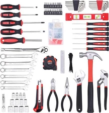 236-Piece Home Repairing Tool Set - Mechanics Kit, DIY & Maintenance, Red Bag