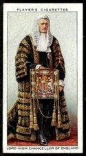 1937 Players Cigarette Coronation Series Ceremonial Dress Card 19 Chancellor