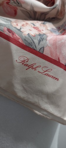 Vintage 80's Ralph Lauren cottage core Cabbage Rose print silk scarf 30'' sq. - Picture 2 of 3
