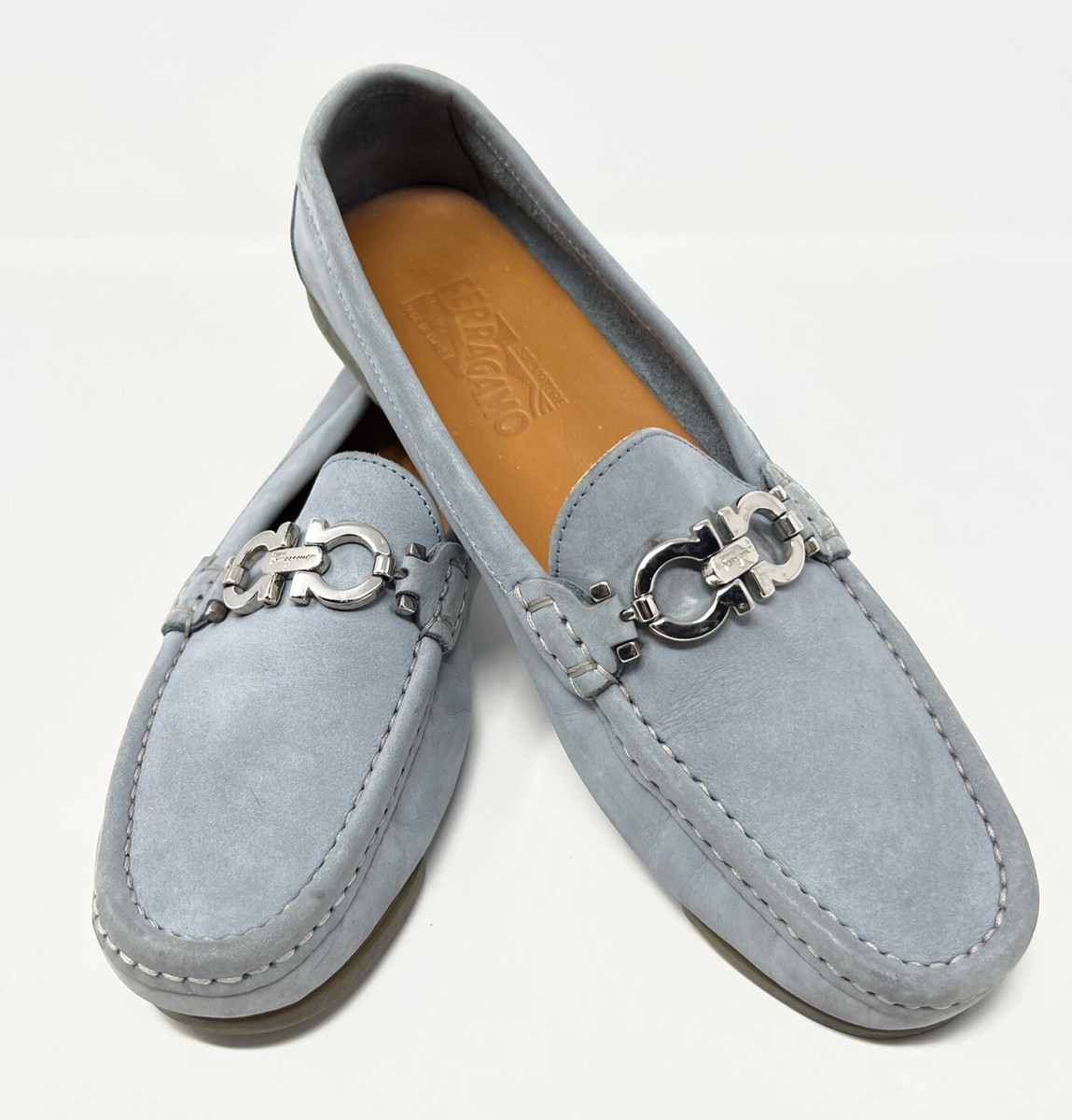 Salvatore Ferragamo Suede Gancini Horse Bit Driving Loafers